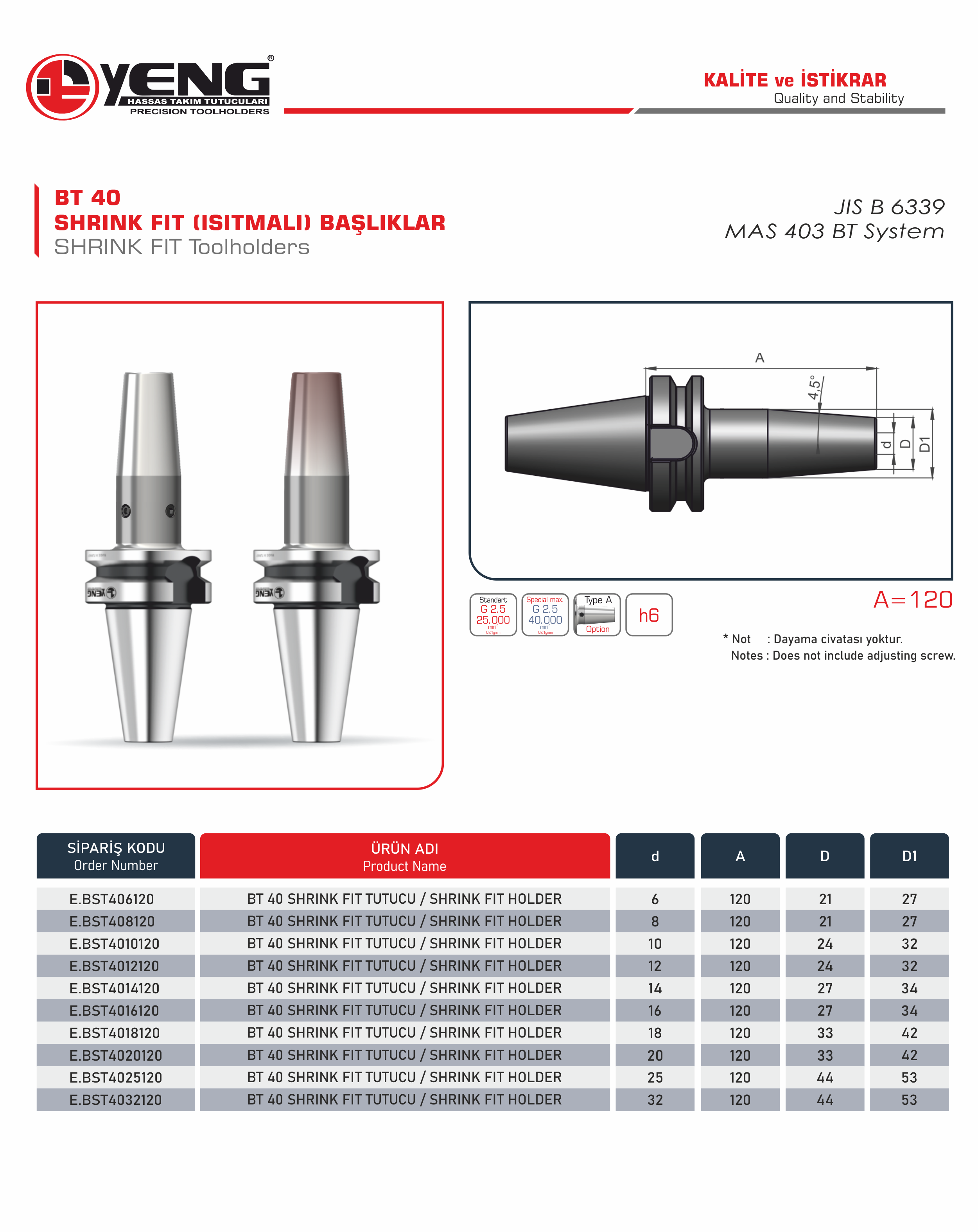 BT 40 SHRINK FIT Tutucu / A=120