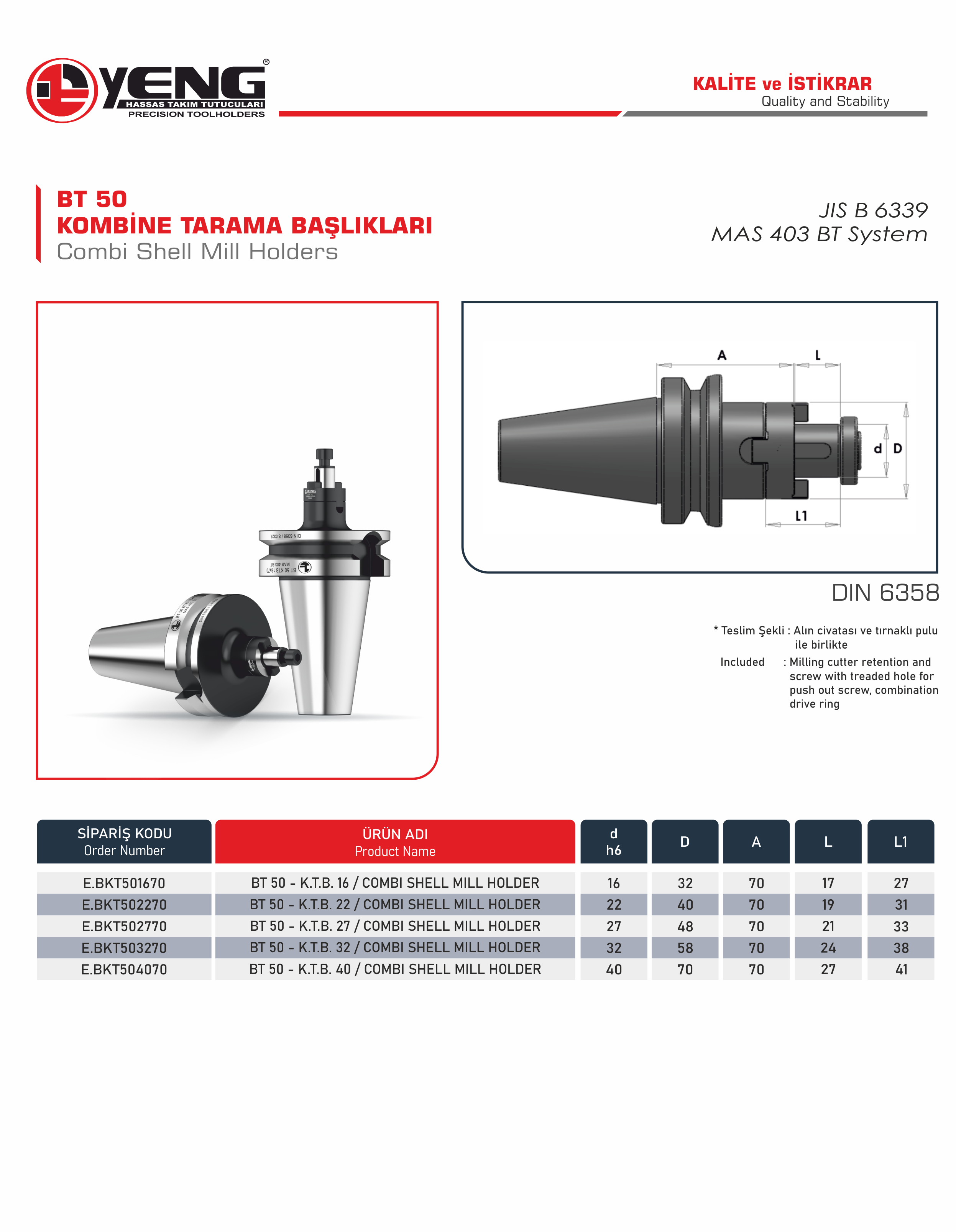 BT 50 Kombine Tarama Başlıklar / DIN 6358