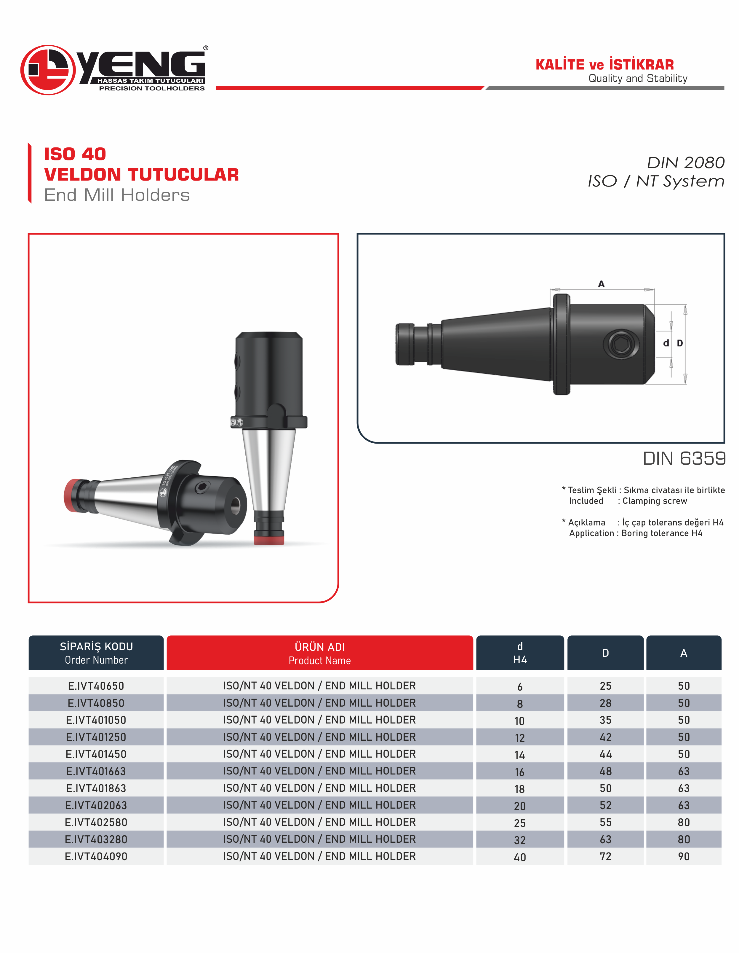 ISO 40 End Mill Holders / DIN 6359