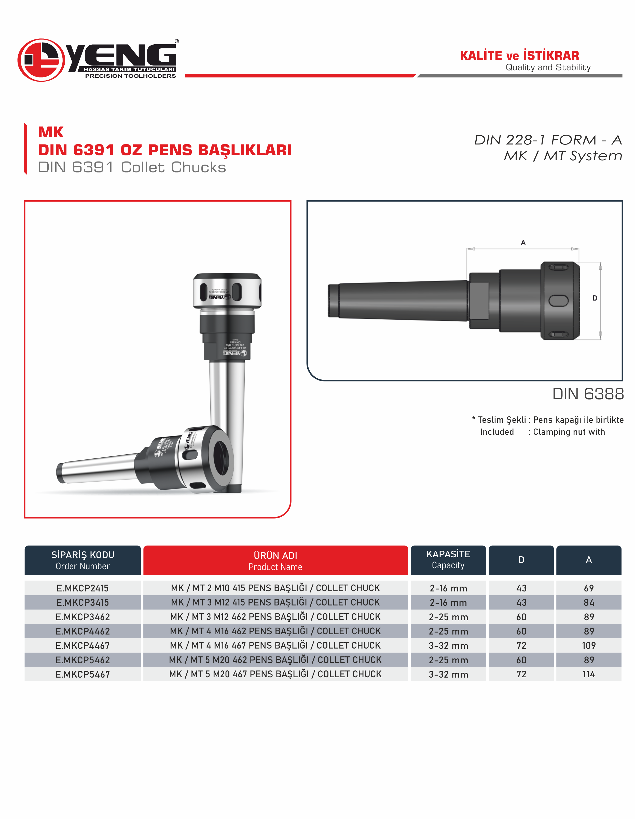 MK Form A Collet Chucks / DIN 6388