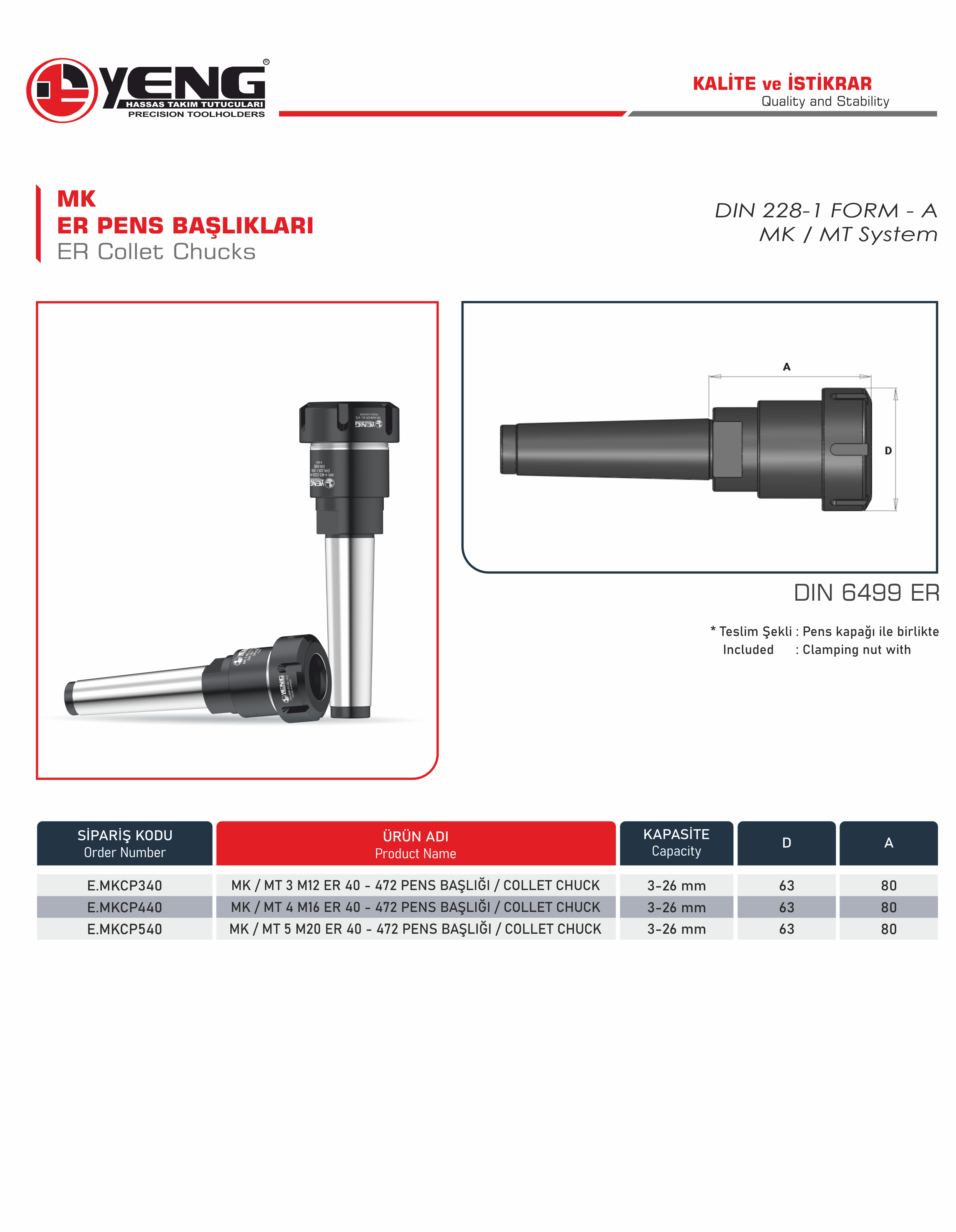 MK Form A Collet Chucks / DIN 6499 ER