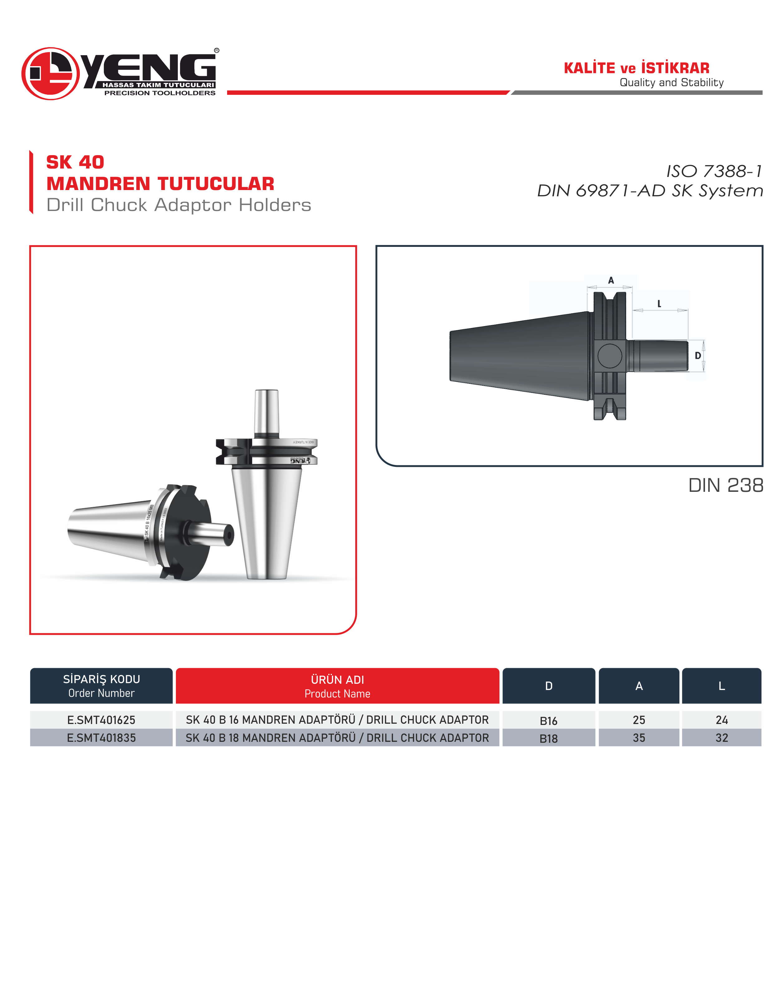 SK 40 Drill Chuck Adaptor Holders / DIN 238