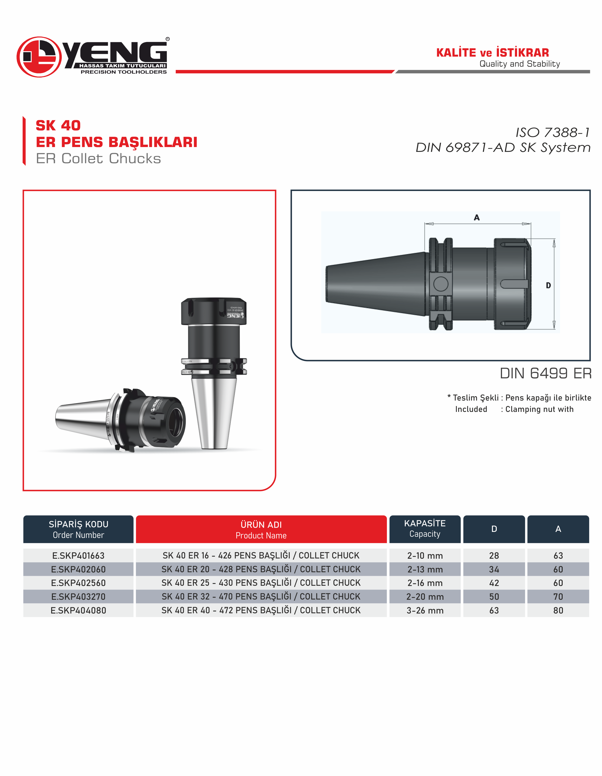 SK 40 Collet Chucks / DIN 6499 ER