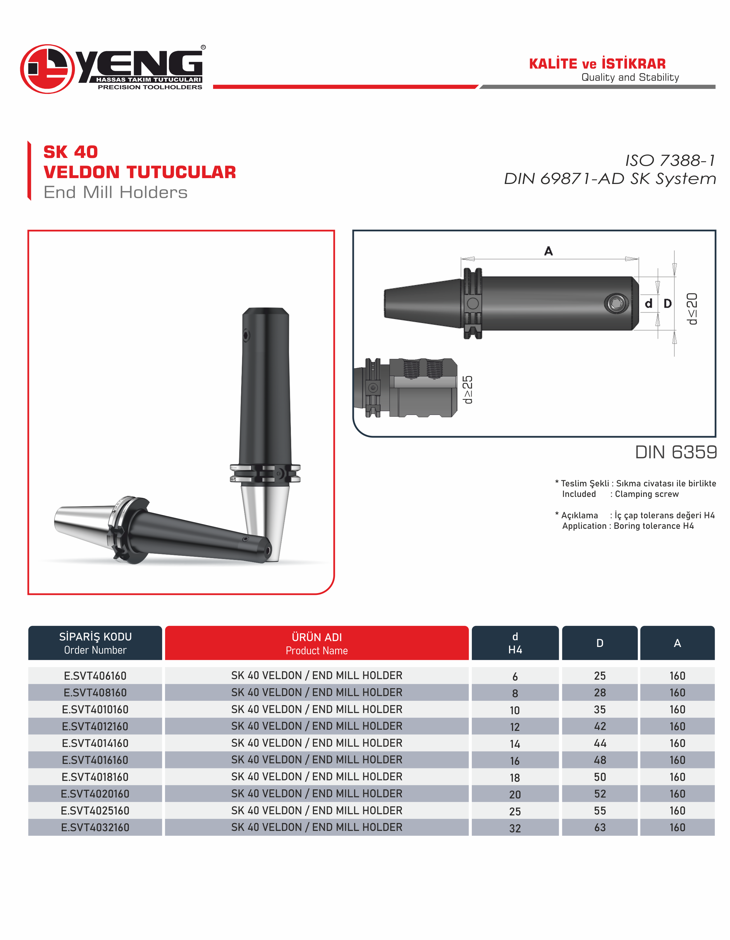 SK 40 End Mill Holder / DIN 6359 A=160