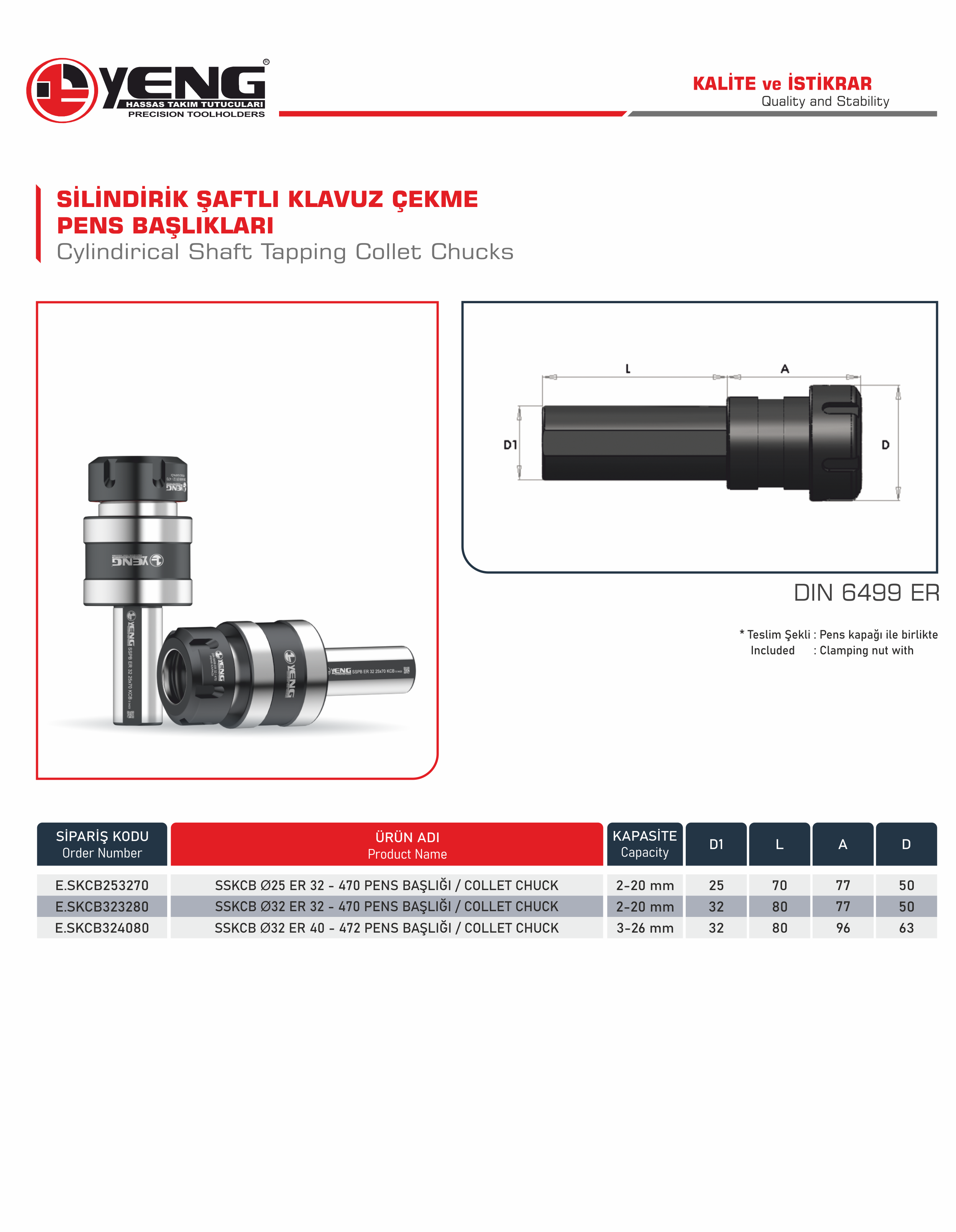 Cylindirical Shaft Tapping Collet Chucks / DIN 6499 ER